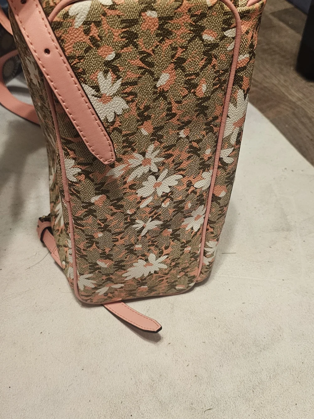 Michael Kors Pink Trim Floral Logo Mini Backpack